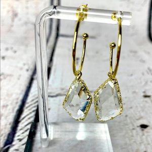Geometric shape vintage style earrings with Glass stone drop.